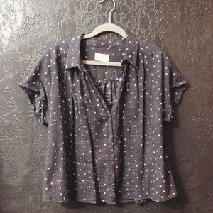 Universal Thread Gray Polka Dot Button Down XL